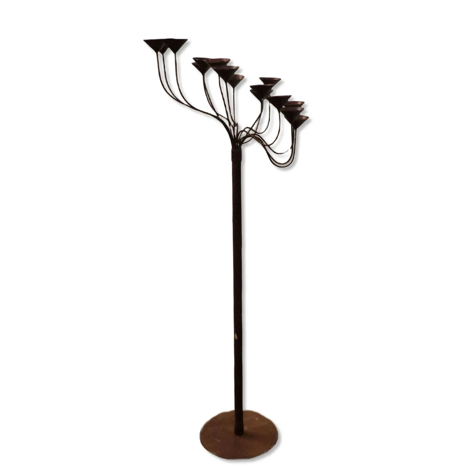 Danish Candelabra 15 Arm Steel Gothic Castle Floor Candle Holder 57” H Vintage