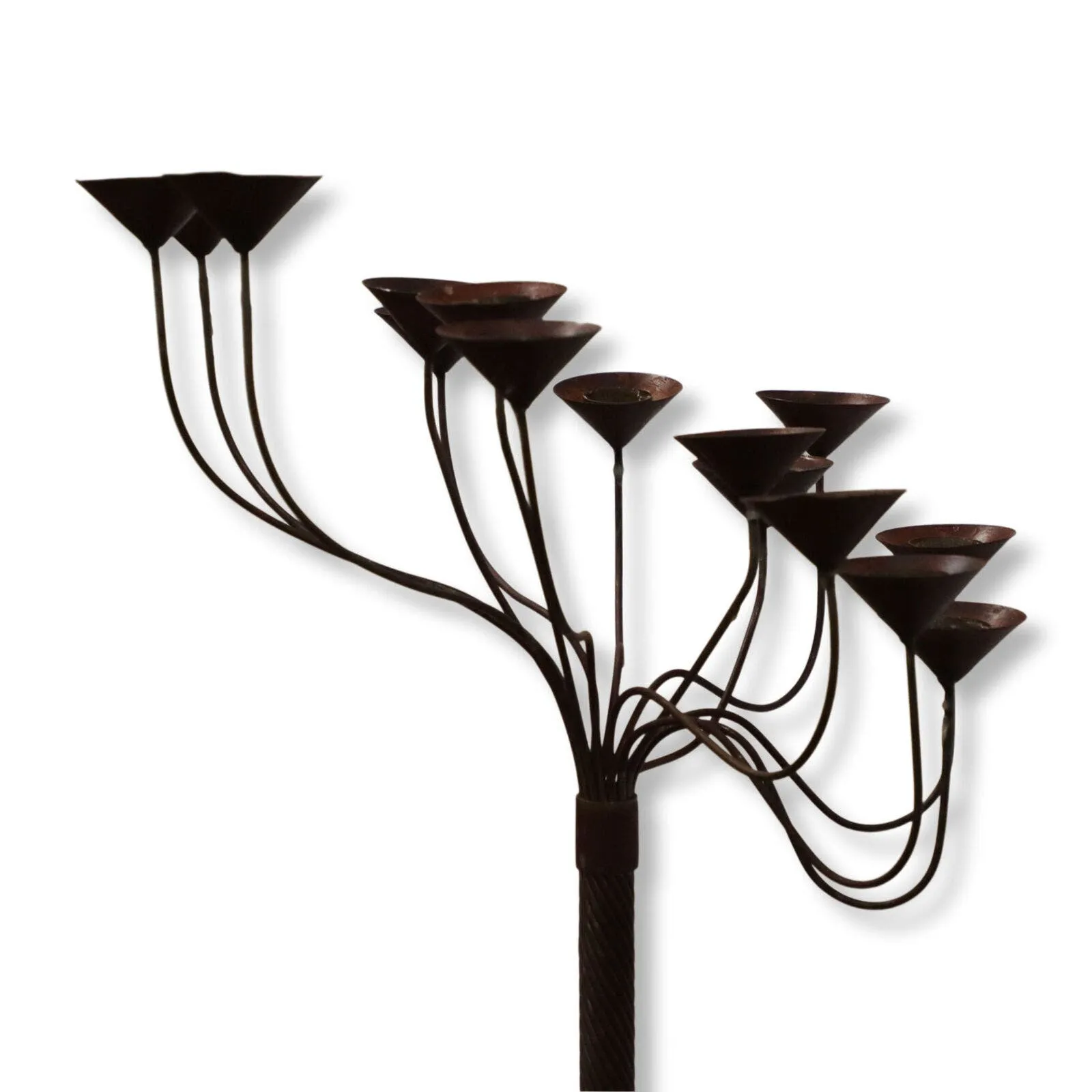 Danish Candelabra 15 Arm Steel Gothic Castle Floor Candle Holder 57” H Vintage