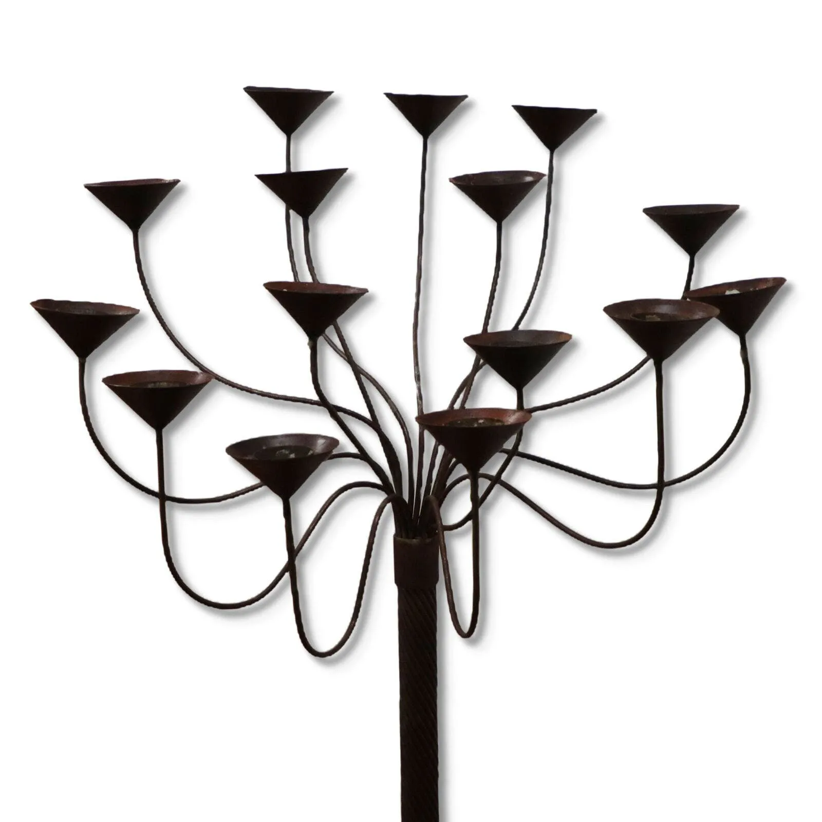 Danish Candelabra 15 Arm Steel Gothic Castle Floor Candle Holder 57” H Vintage