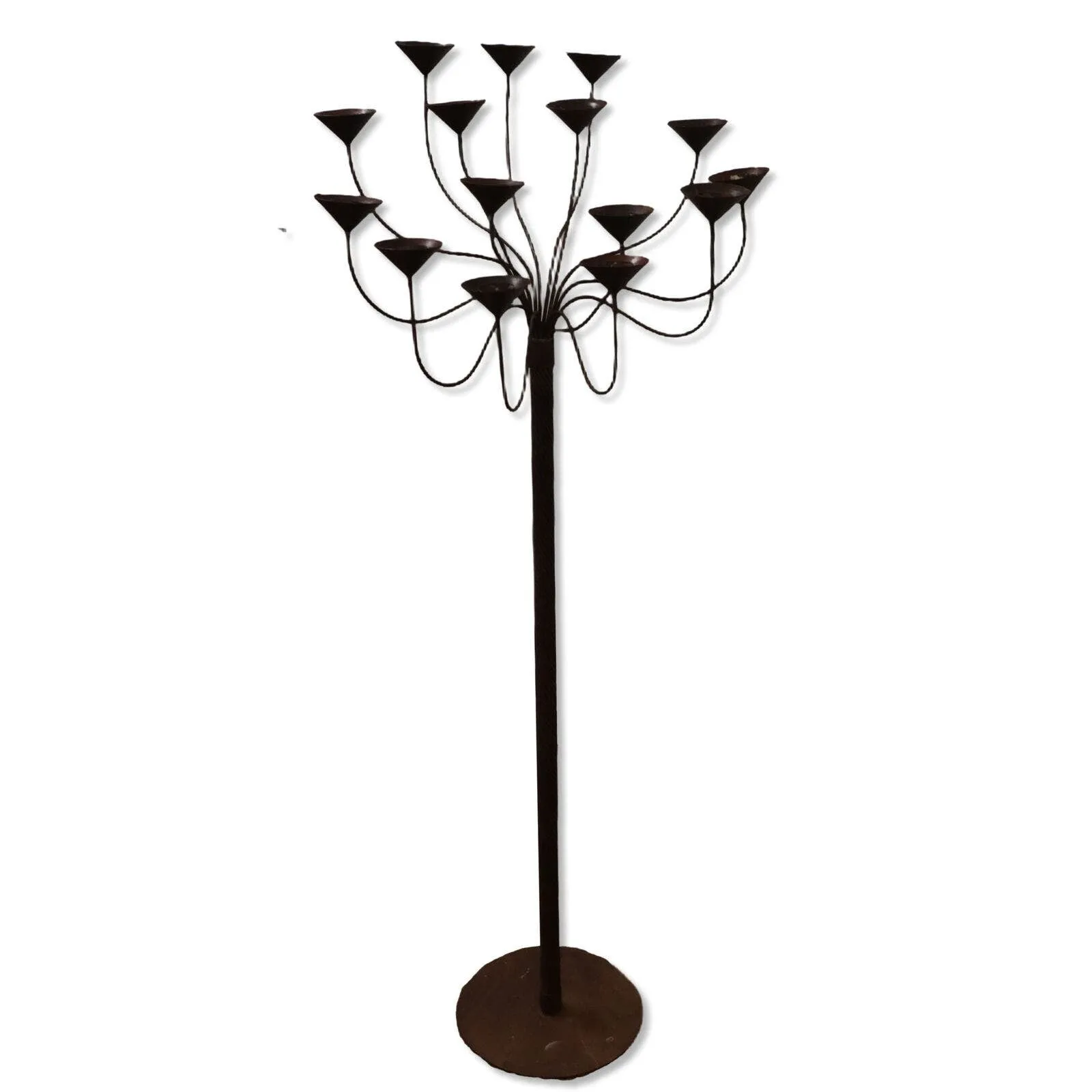 Danish Candelabra 15 Arm Steel Gothic Castle Floor Candle Holder 57” H Vintage