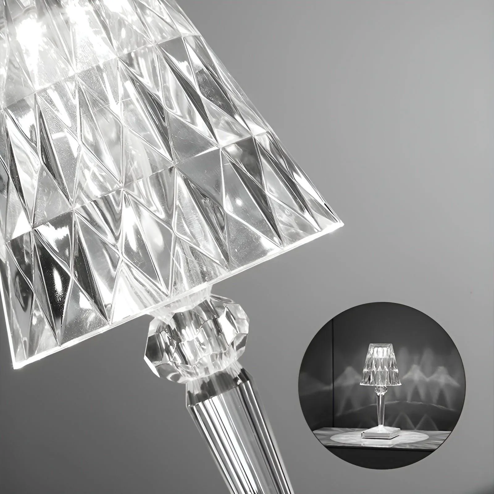 Diamond Glow - Kabellose USB Crystal Shine Nachttischlampe