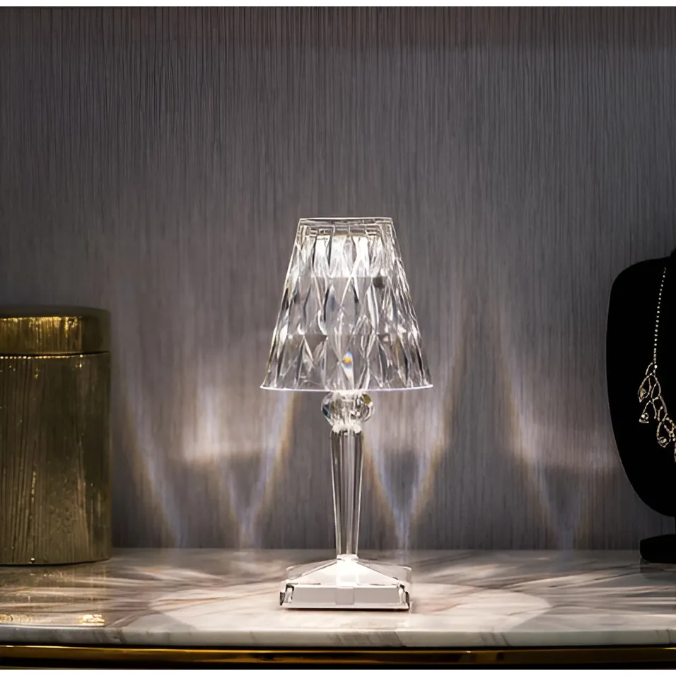 Diamond Glow - Kabellose USB Crystal Shine Nachttischlampe