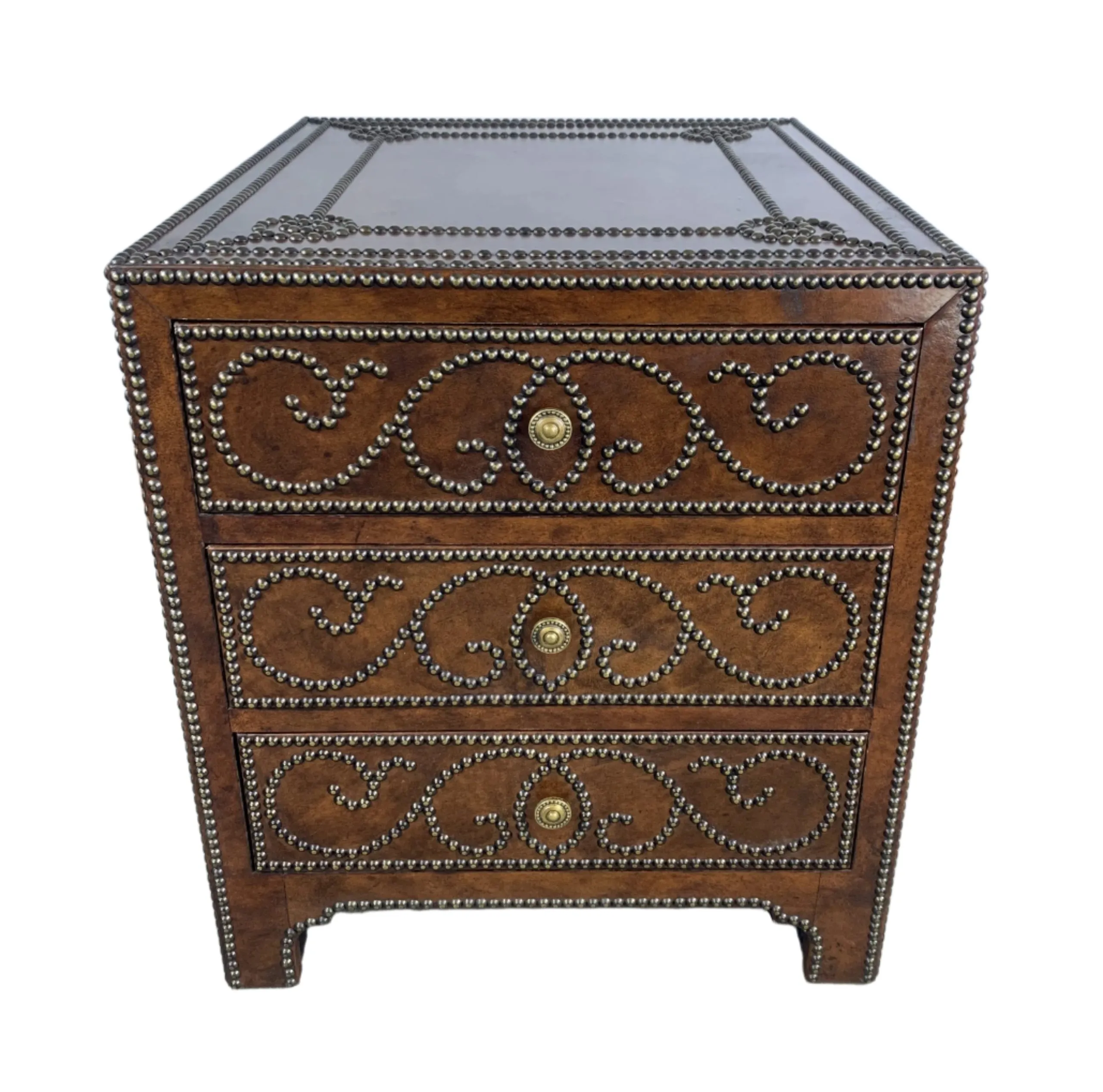 Drexel Heritage Bedside Cabinet, Side Cabinet, Leather, 3-Drawer