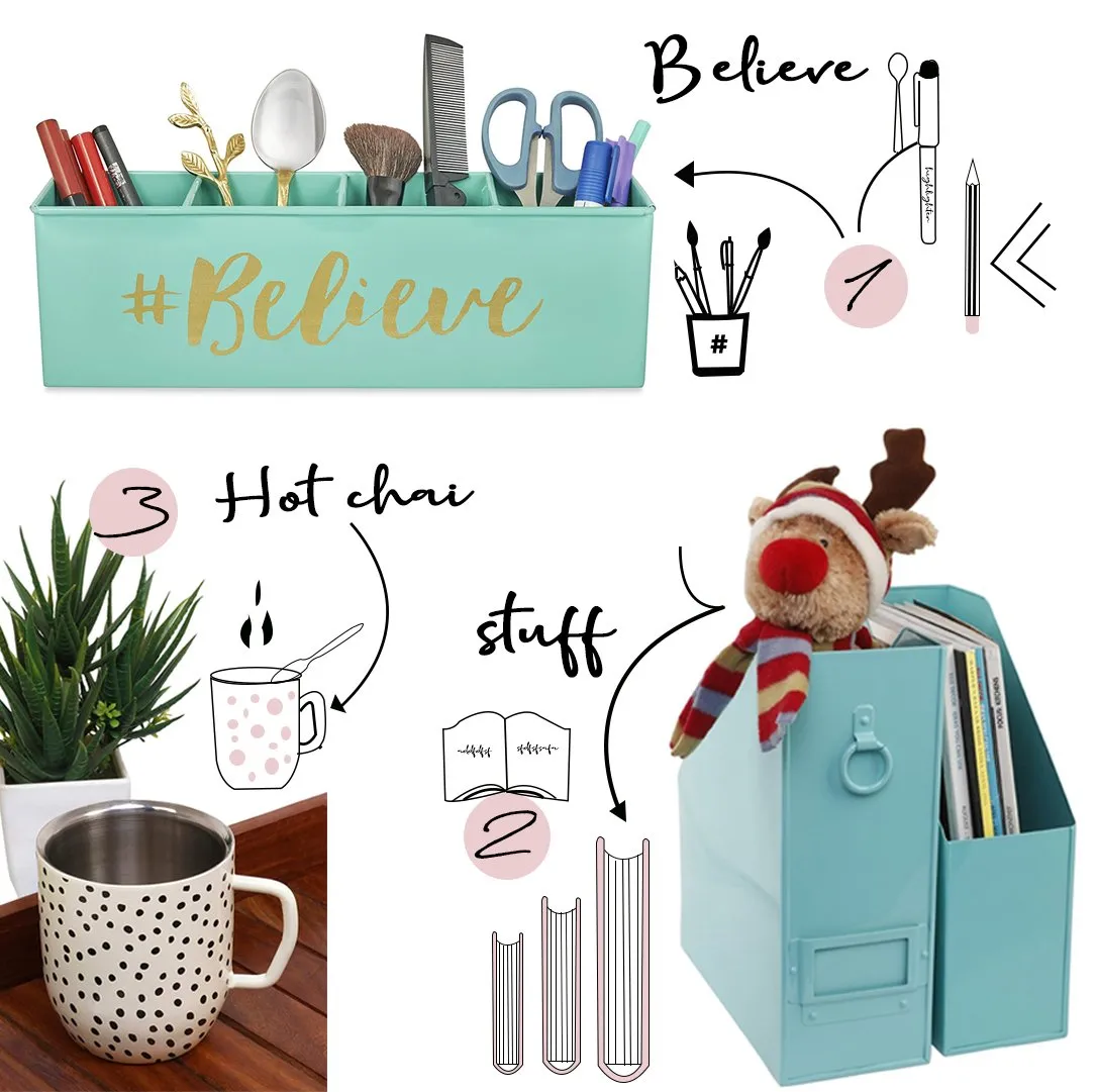 Elan Sea Breeze WFH Organiser Set (Aqua, Set of 3)
