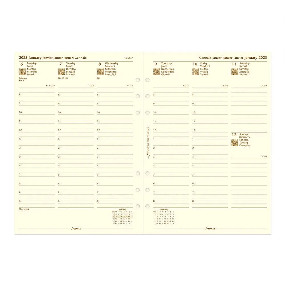 Filofax A5 Week to View with Appointments, Cotton Cream, 2025