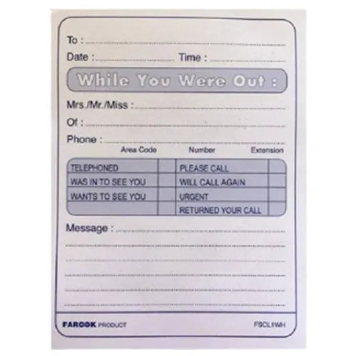 FIS While You Were Out Message Pad