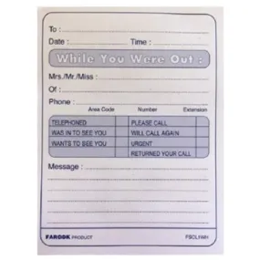 FIS While You Were Out Message Pad