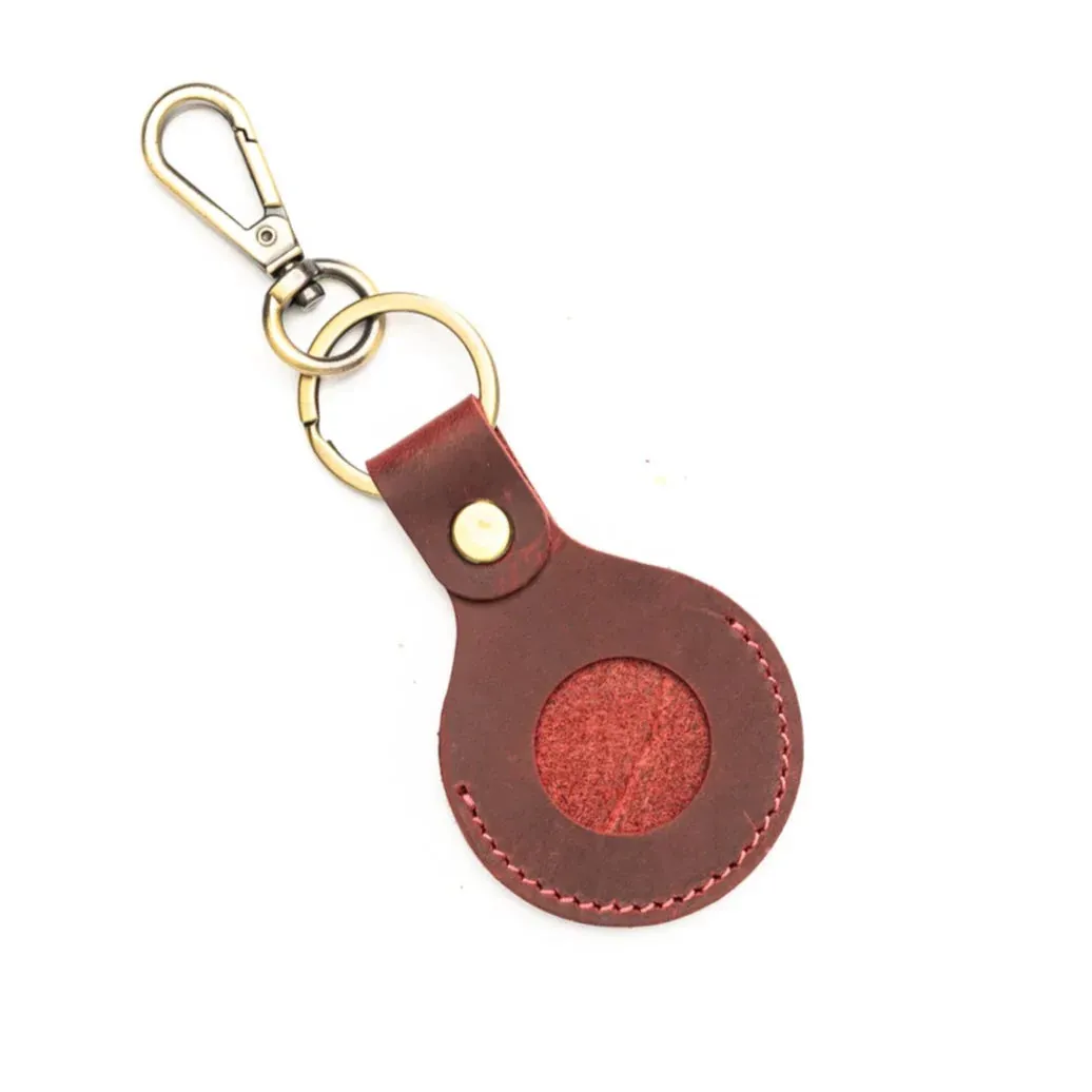 Genuine Leather Airtag Holder Brown