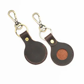 Genuine Leather Airtag Holder Dark Brown