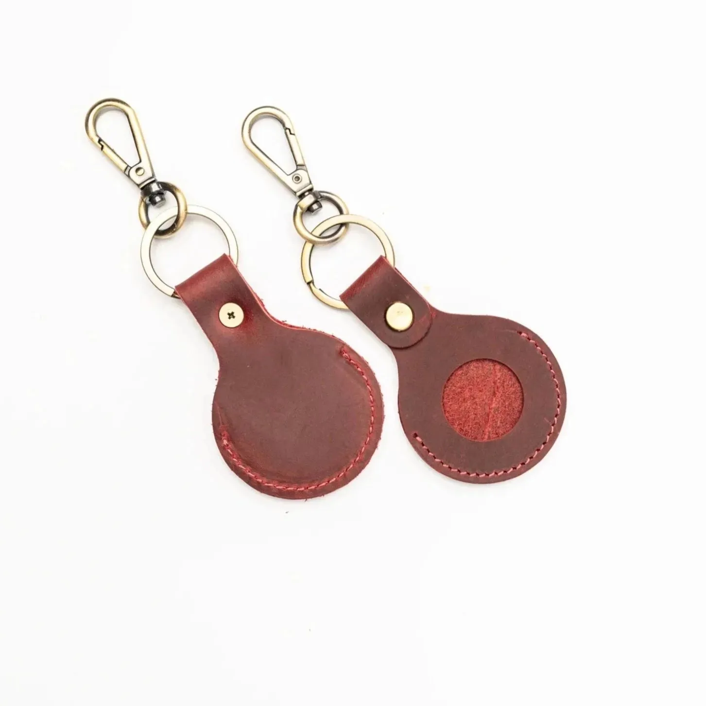 Genuine Leather Airtag Holder Dark Brown