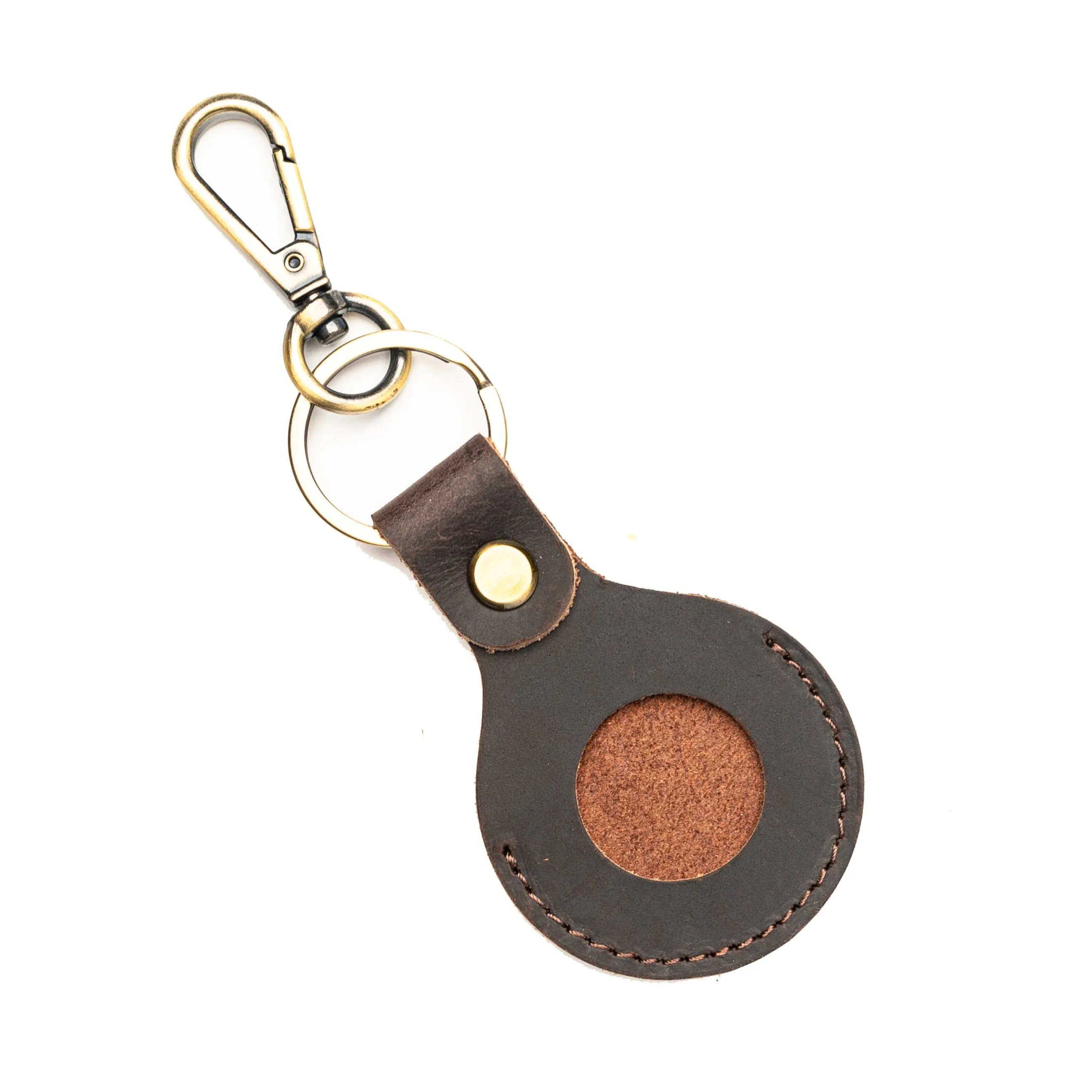 Genuine Leather Airtag Holder Dark Brown