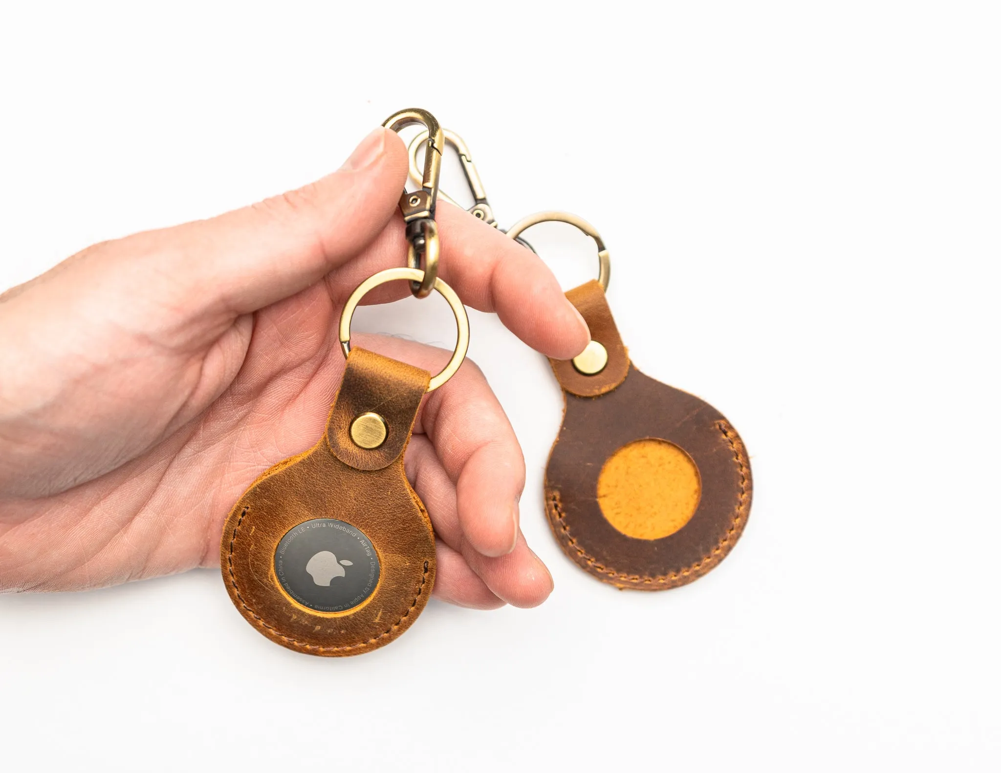 Genuine Leather Airtag Holder Wine