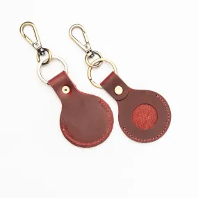 Genuine Leather Airtag Holder Wine