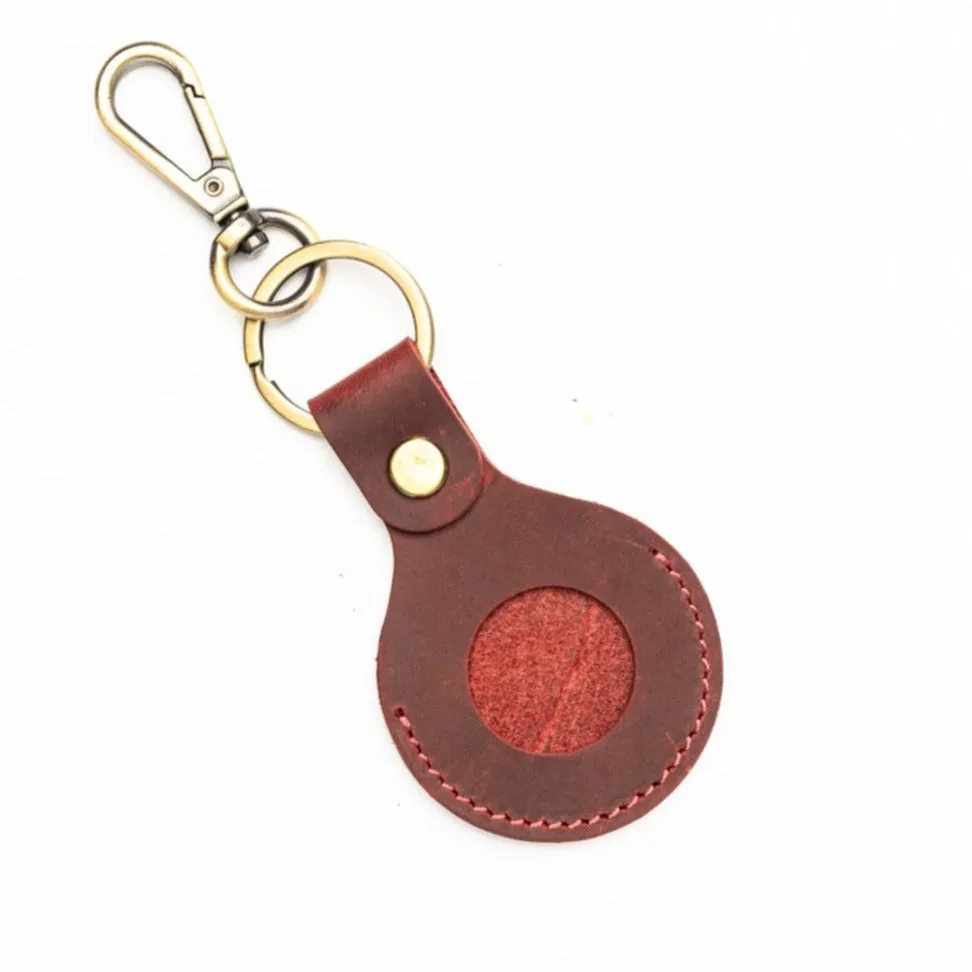 Genuine Leather Airtag Holder Wine
