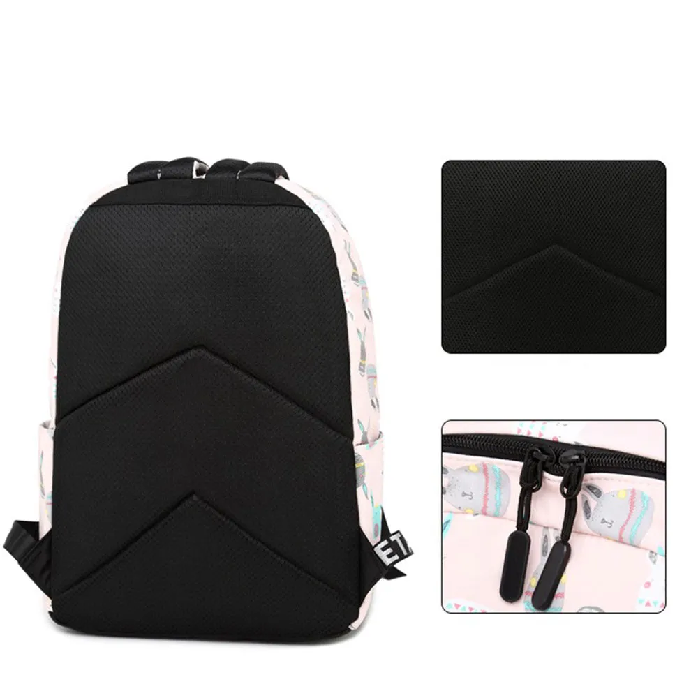 Girls' Cartoon Backpack with Laptop Compartment Rabbit Printing College Backpack