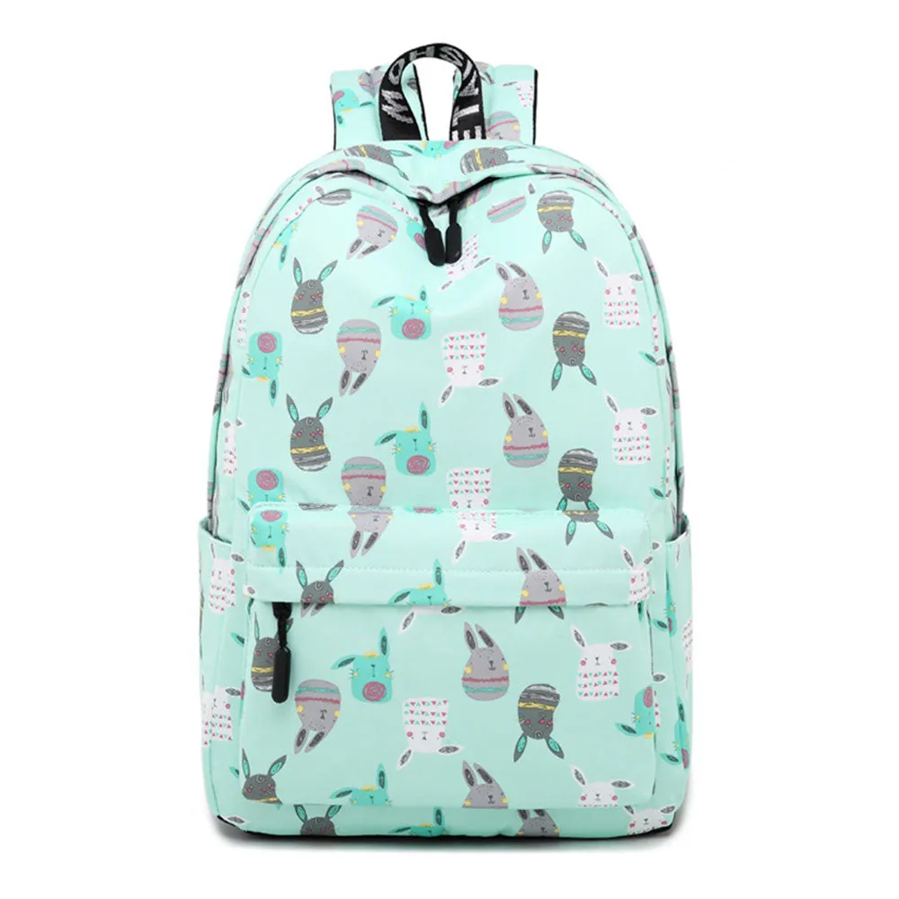Girls' Cartoon Backpack with Laptop Compartment Rabbit Printing College Backpack