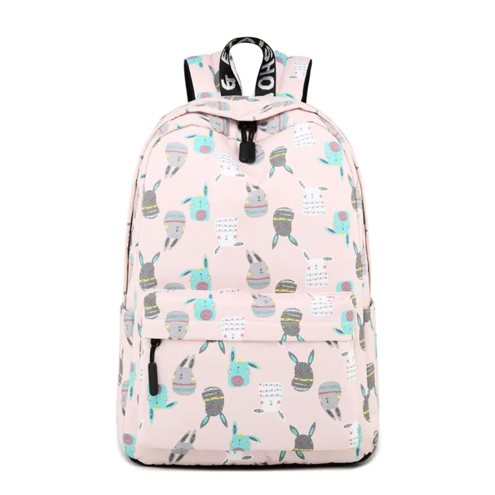 Girls' Cartoon Backpack with Laptop Compartment Rabbit Printing College Backpack