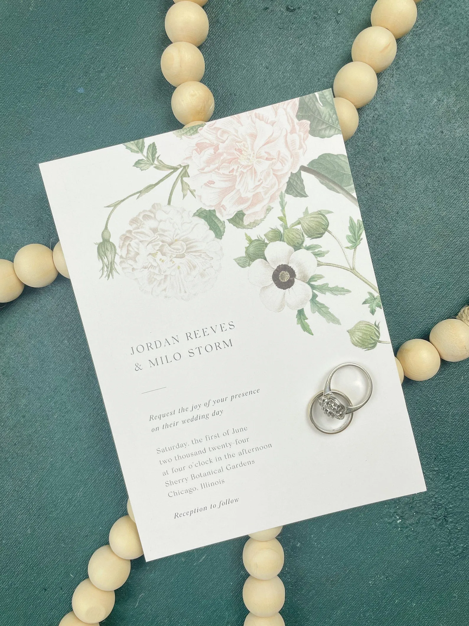 Hand painted, rollable styling mat for wedding photography|forest green