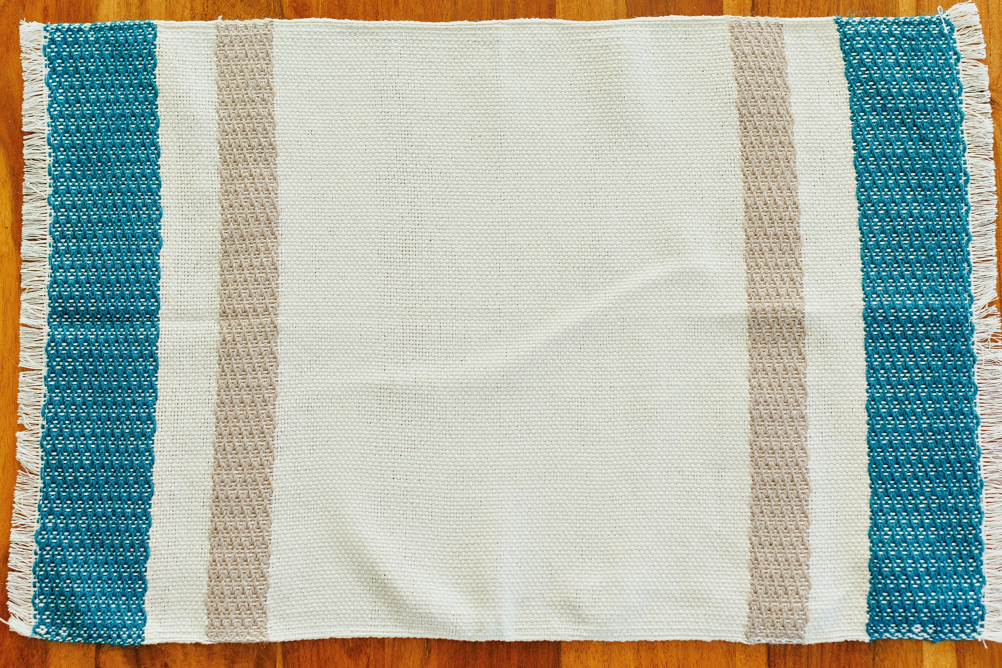 Hand Woven Placemat - Teal and Grey