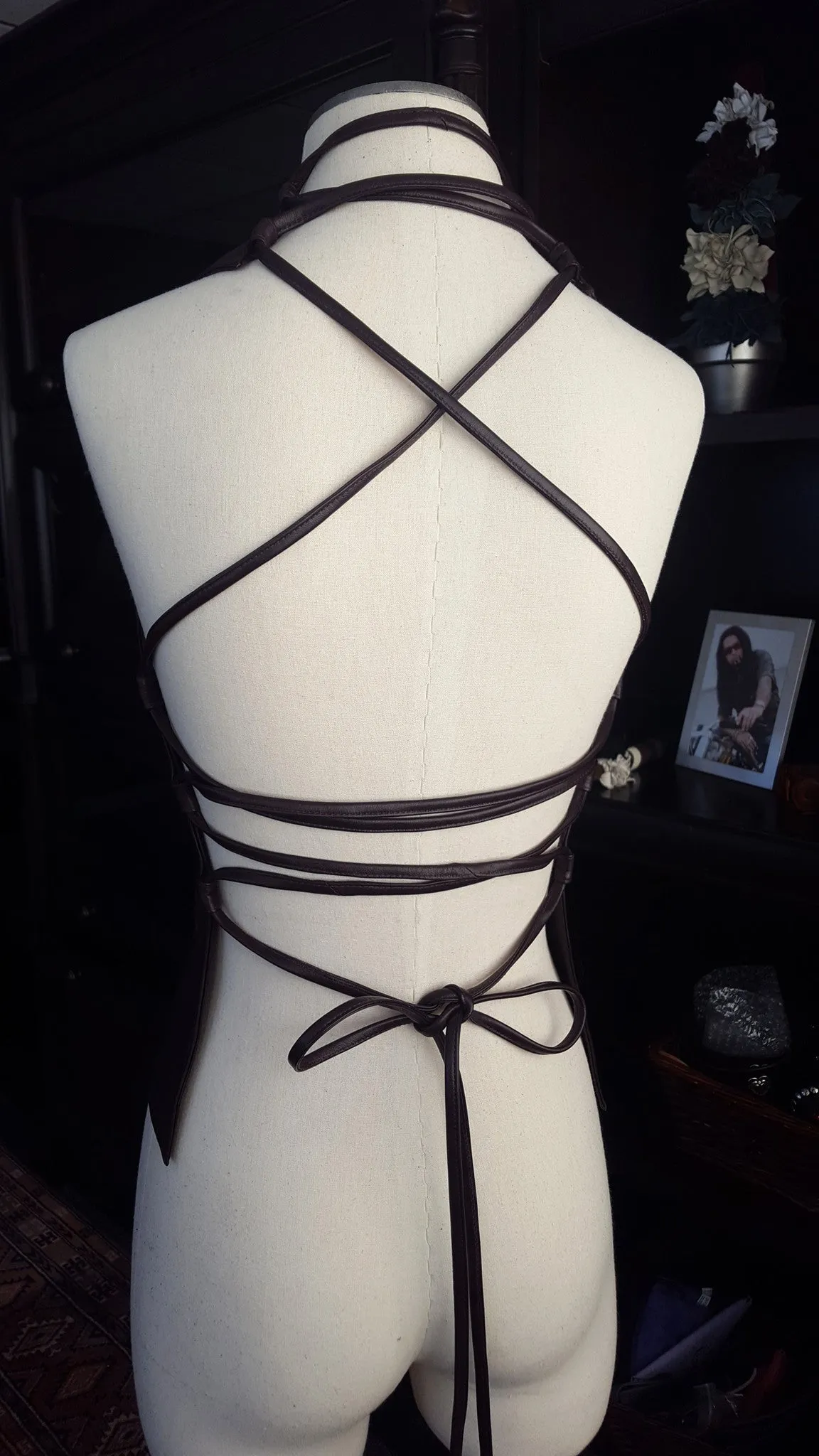Heaven Sheepskin Leather Halter Top | Backless Style Vest  - SS-1133-sheep
