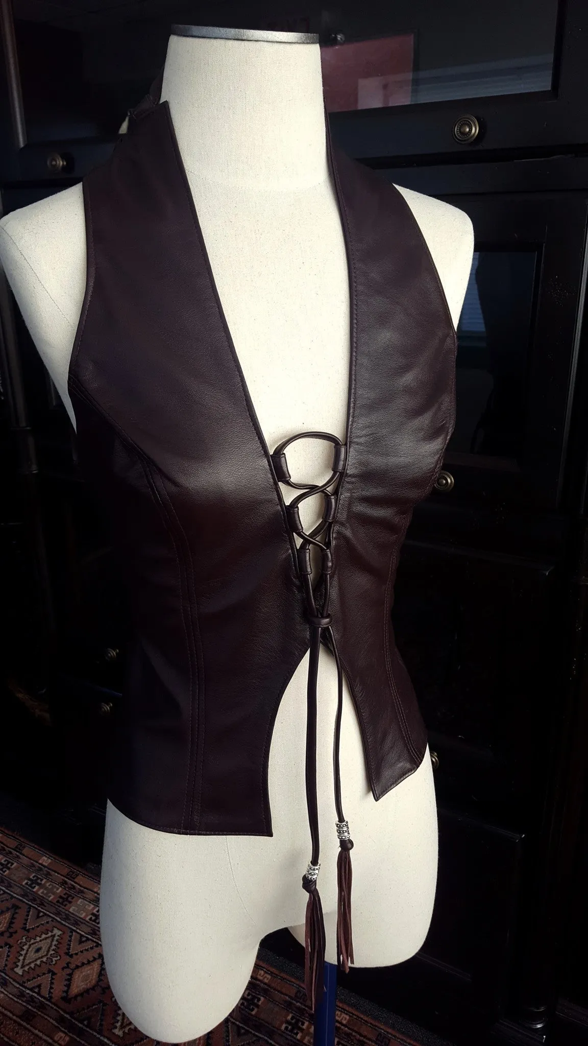Heaven Sheepskin Leather Halter Top | Backless Style Vest  - SS-1133-sheep