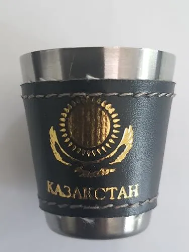 IndiHaatStore Souvenir Fridge Magnet of Kazakhstan, Central Asia, Metal Shot Glass Shape Magnet with Leather Finish 1.5x1.5 inches Approx
