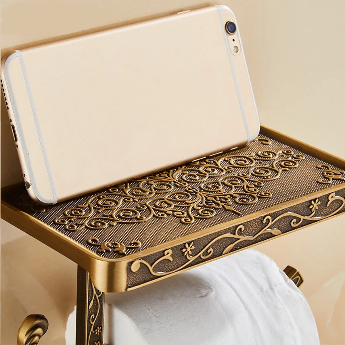 Ivory/Antique Gold/Black Color Zinc Alloy Wall Mounted Toilet Roll Tissue Holder Stand Phone Shelf Bathroom Paper Holder