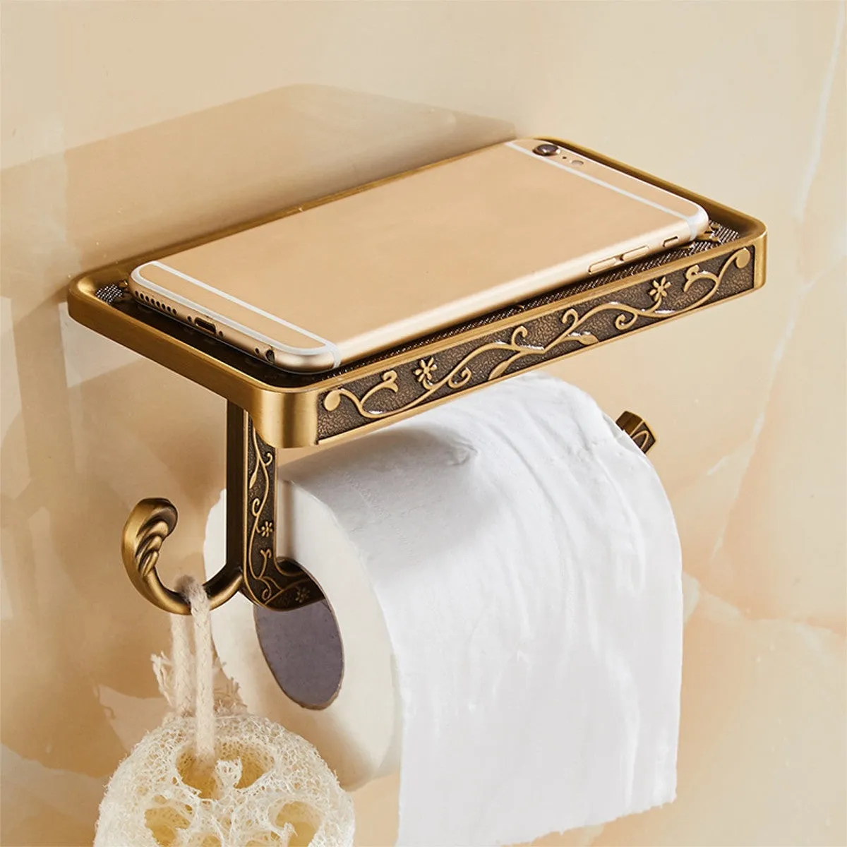 Ivory/Antique Gold/Black Color Zinc Alloy Wall Mounted Toilet Roll Tissue Holder Stand Phone Shelf Bathroom Paper Holder