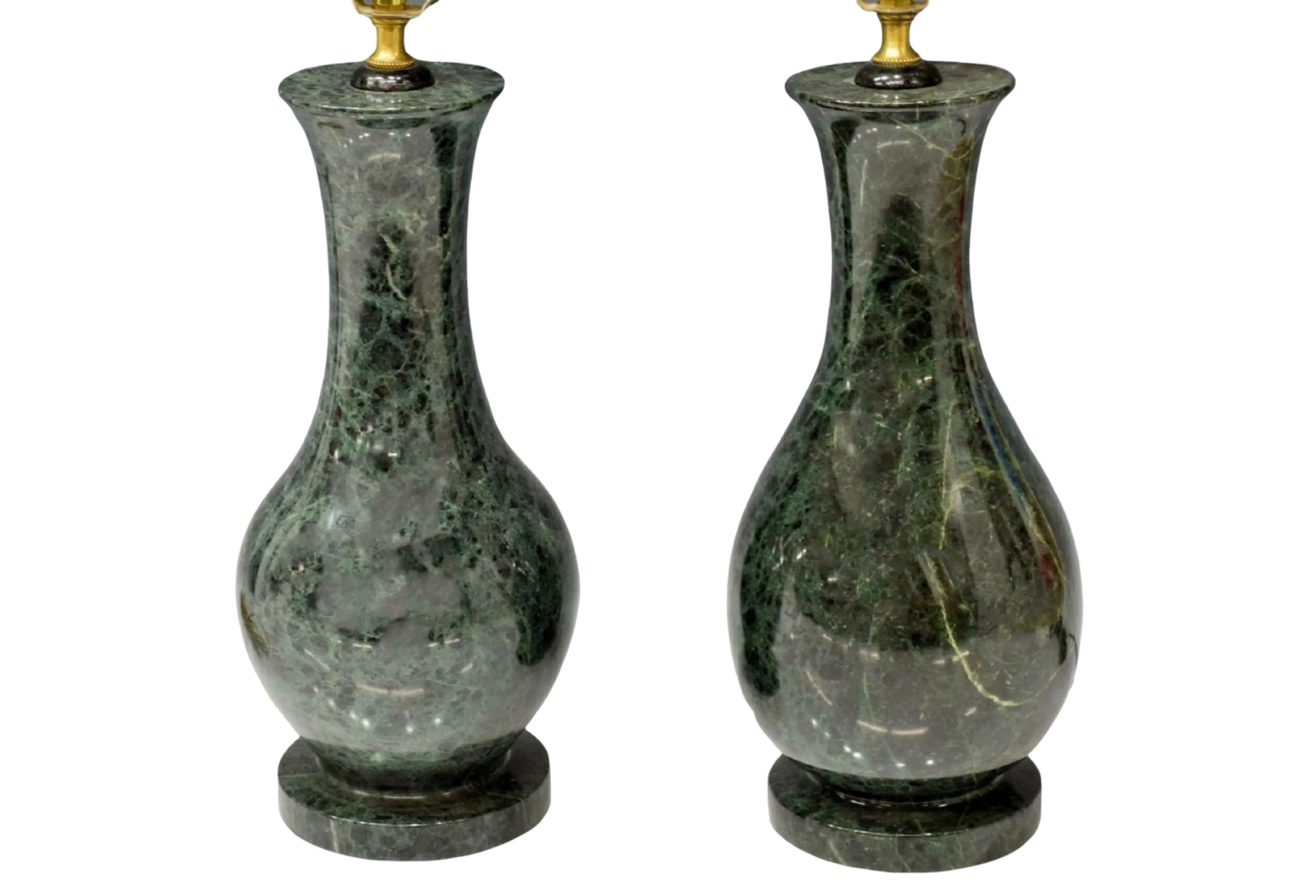 Lamps, Table, Dark Green Marble, 20th Century, Vasiform Standard,Gorgeous!!!!