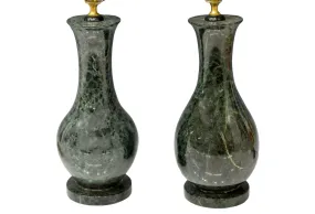 Lamps, Table, Dark Green Marble, 20th Century, Vasiform Standard,Gorgeous!!!!