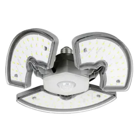 LED Garage Light Bulb with Motion Sensor, 7500lm, 5000K, 3 Adjustable Panels, E26, 120V
