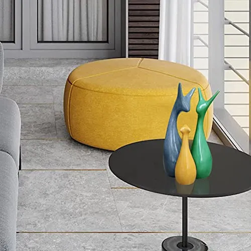 LIFEHAXTORE® Home Decor Lucky Deer Family Piano Gloss Finish Ceramic Figures - (Set of 3, Yellow, Blue, Green)