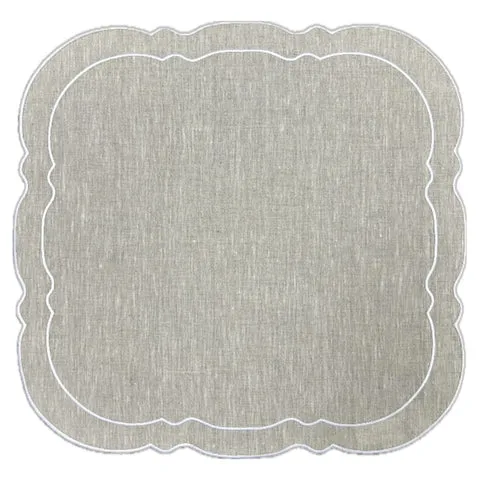 Linho Placemats Scalloped Square Set of 4