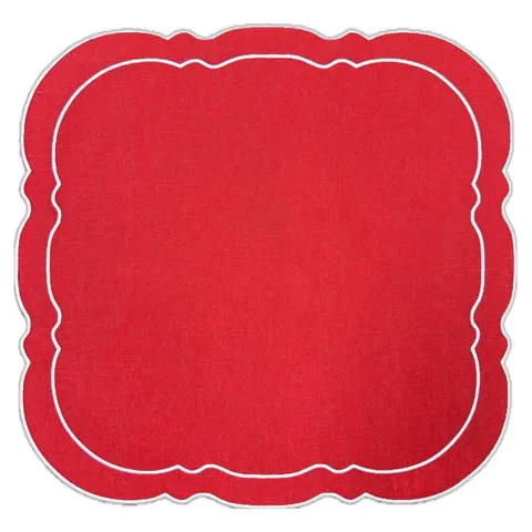 Linho Placemats Scalloped Square Set of 4