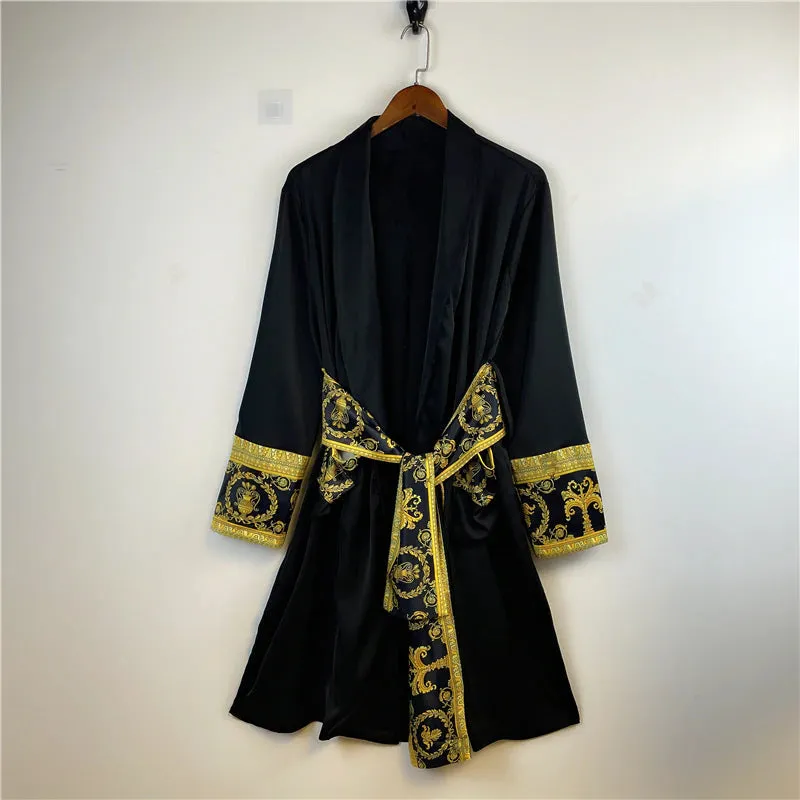 Luxury Satin Robe With Gold Embroidery