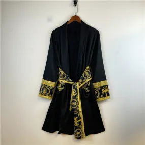 Luxury Satin Robe With Gold Embroidery