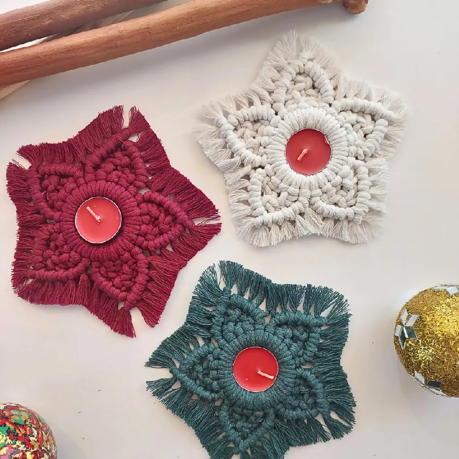 Macart-mé Handmade Macrame Christmas Candle Star Ornament