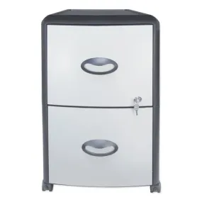 Mobile Filing Cabinet With Metal Siding, 2 Letter-size File Drawers, Silver/black, 19" X 15" X 23"