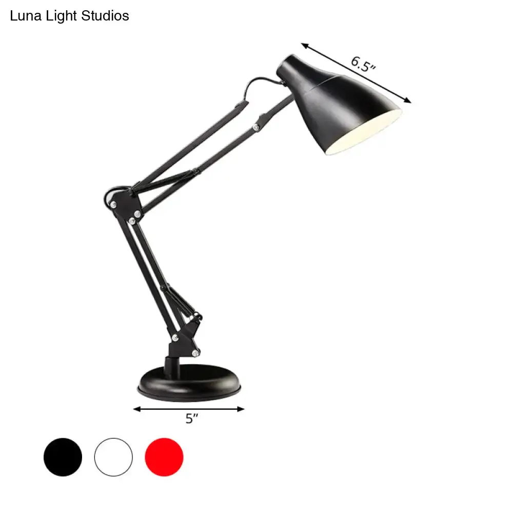 Modern Black/White Multi-Joint Task Desk Lamp - Cone Shade, 1-Light Metallic Lighting for Study Room