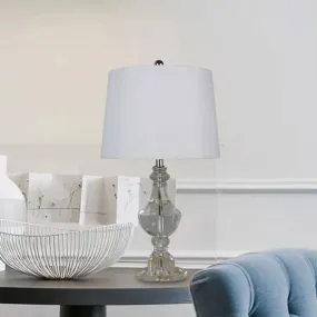 Modernist Hand-Cut Crystal Urn Table Light - Small White Desk Lamp with 1 Bulb