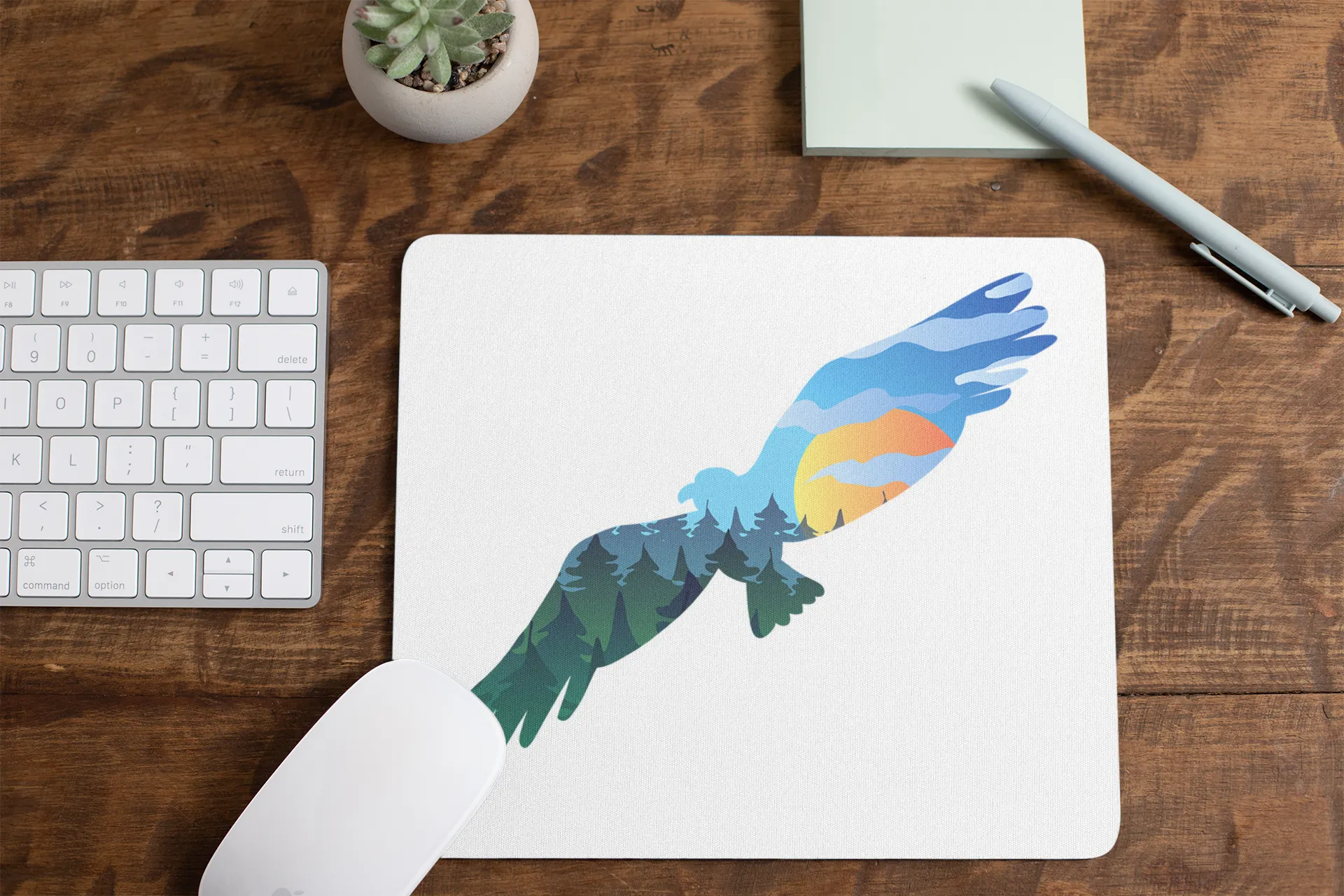 Mouse Pad Flying Eagle Mountain Scene, Horizontal