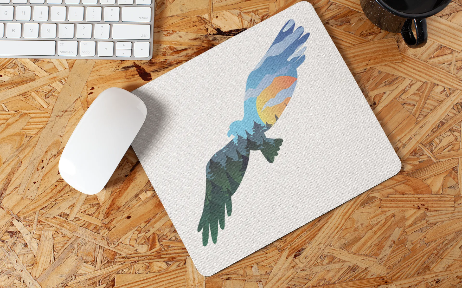 Mouse Pad Flying Eagle Mountain Scene, Horizontal