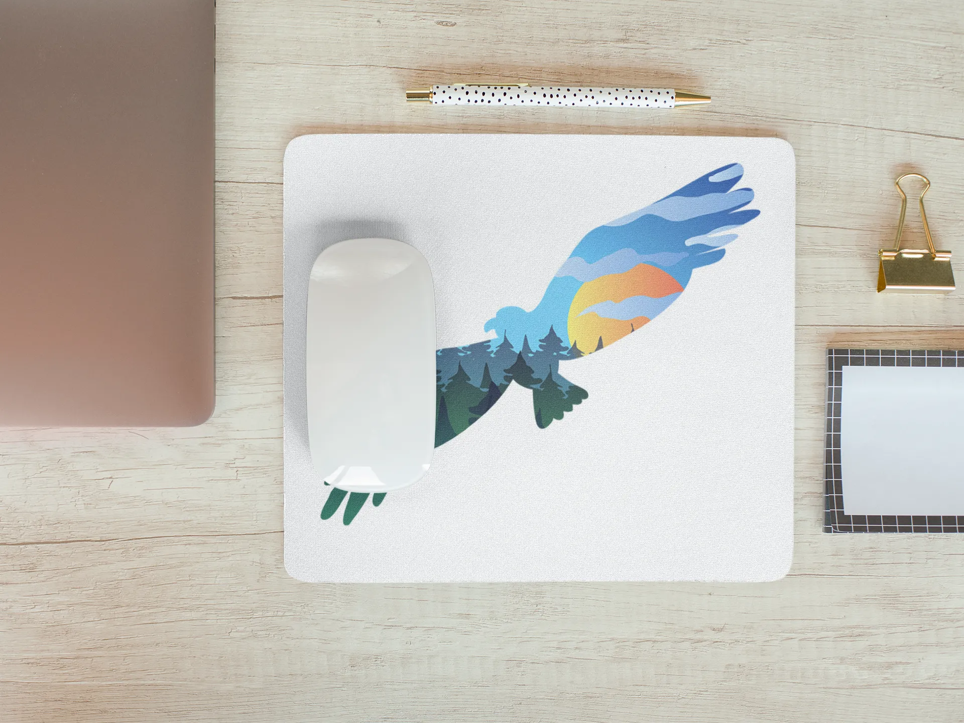 Mouse Pad Flying Eagle Mountain Scene, Horizontal