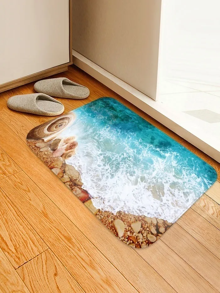 Non-slip Beach Printed Flooring Rugs Bath Mat Kitchen Mats Bathroom Carpet
