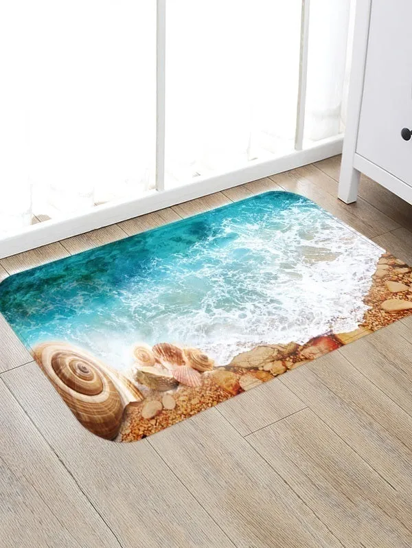 Non-slip Beach Printed Flooring Rugs Bath Mat Kitchen Mats Bathroom Carpet