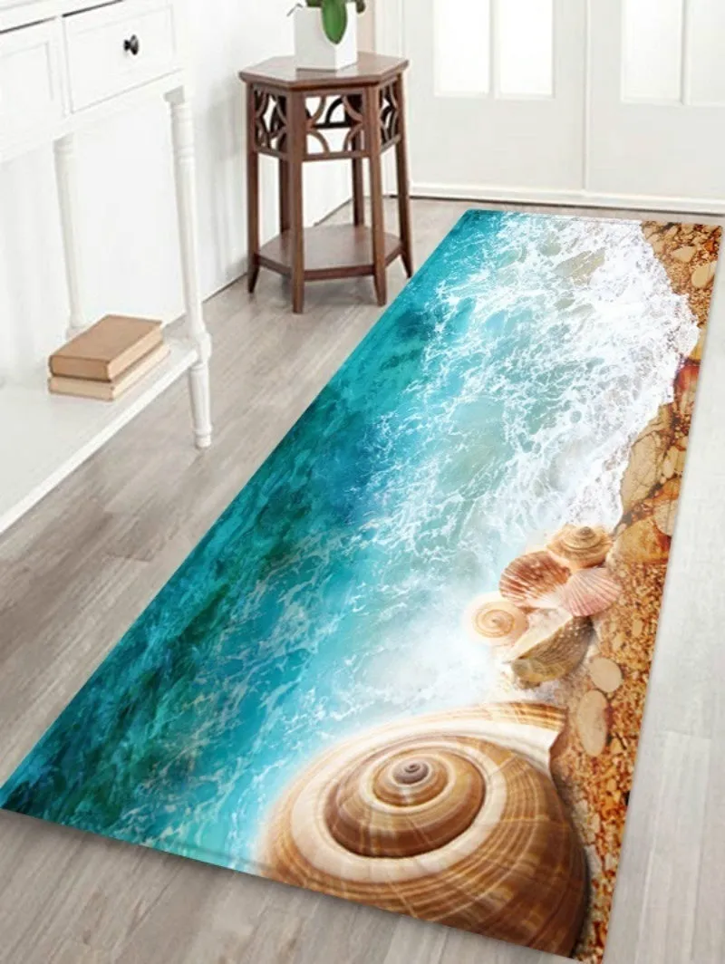 Non-slip Beach Printed Flooring Rugs Bath Mat Kitchen Mats Bathroom Carpet