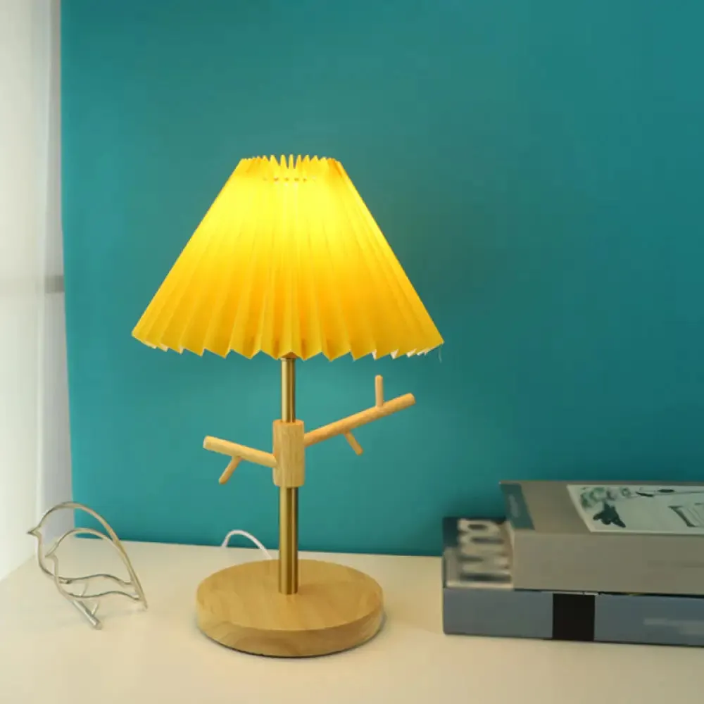 Nordic Folded Night Table Lamp: Modern Desk Light with Ornament Rack in White/Red/Yellow