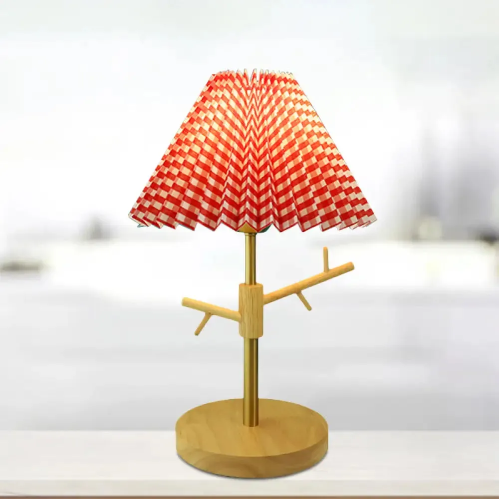 Nordic Folded Night Table Lamp: Modern Desk Light with Ornament Rack in White/Red/Yellow