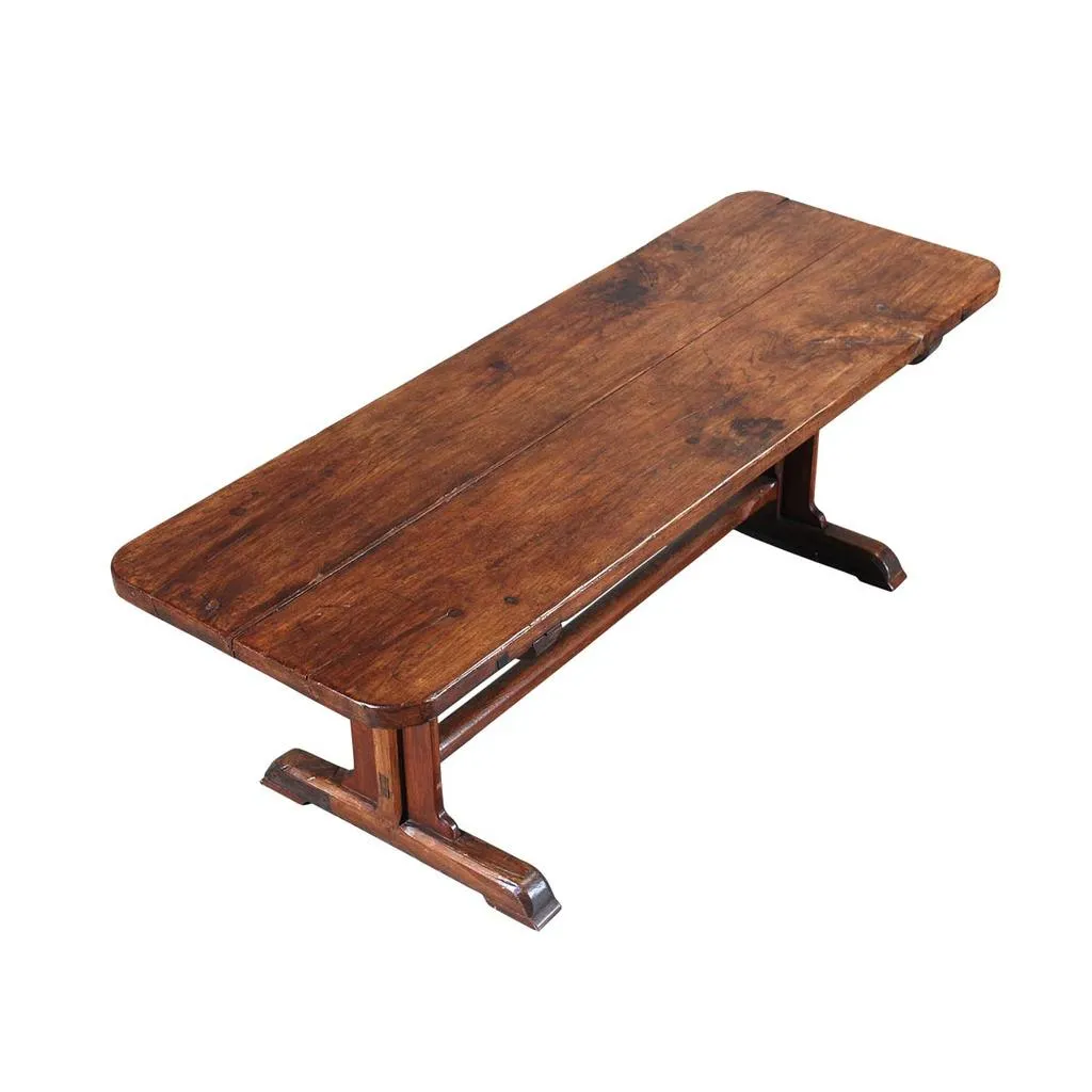 Oak Farm Table with Thick Top on Trestle Base