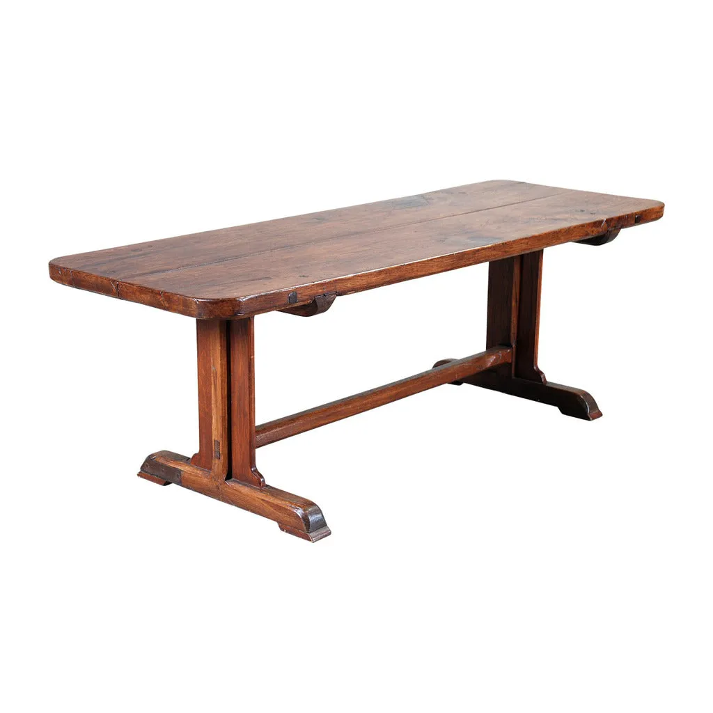Oak Farm Table with Thick Top on Trestle Base